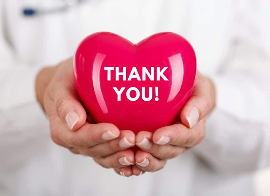 HEART WITH THANK YOU IN WHITE