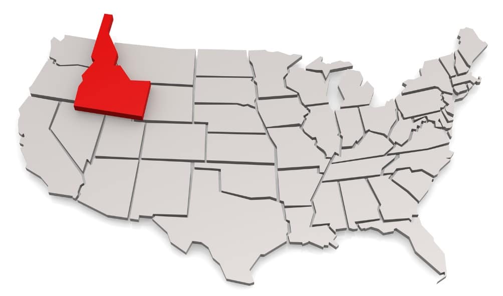 IDAHO HIIGHLIGHTED ON US MAP WITHOUT TITLE
